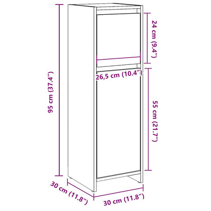 Badeværelsesskab Beton Grå 30x30x95 cm Træ Materiale