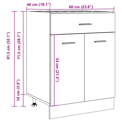 Schubunterschrank Lyon Betongrau 60x46x81,5 cm Holzwerkstoff