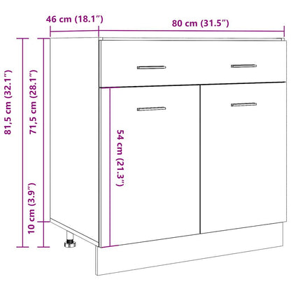 Schubunterschrank Lyon Betongrau 80x46x81,5 cm Holzwerkstoff