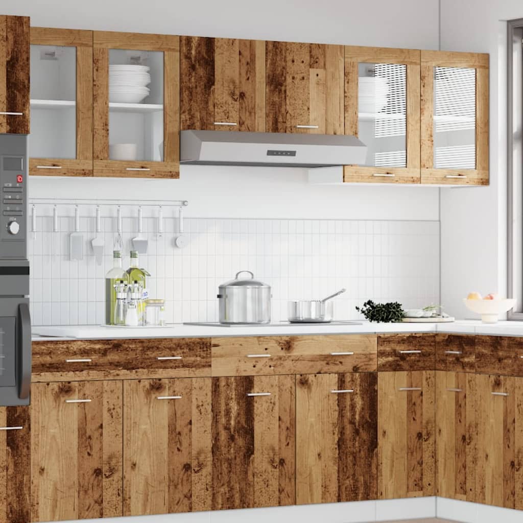 Hängeschrank Lyon Glas Altholz-Optik 40x31x60 cm Holzwerkstoff