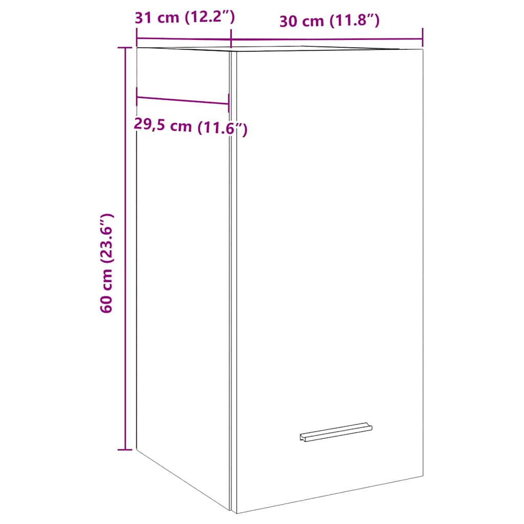 Hängeschrank Lyon Betongrau 30x31x60 cm Holzwerkstoff