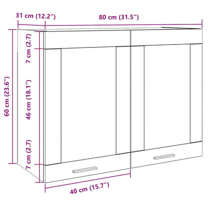 Hängeglasschrank Lyon Artisan-Eiche 80x31x60 cm Holzwerkstoff
