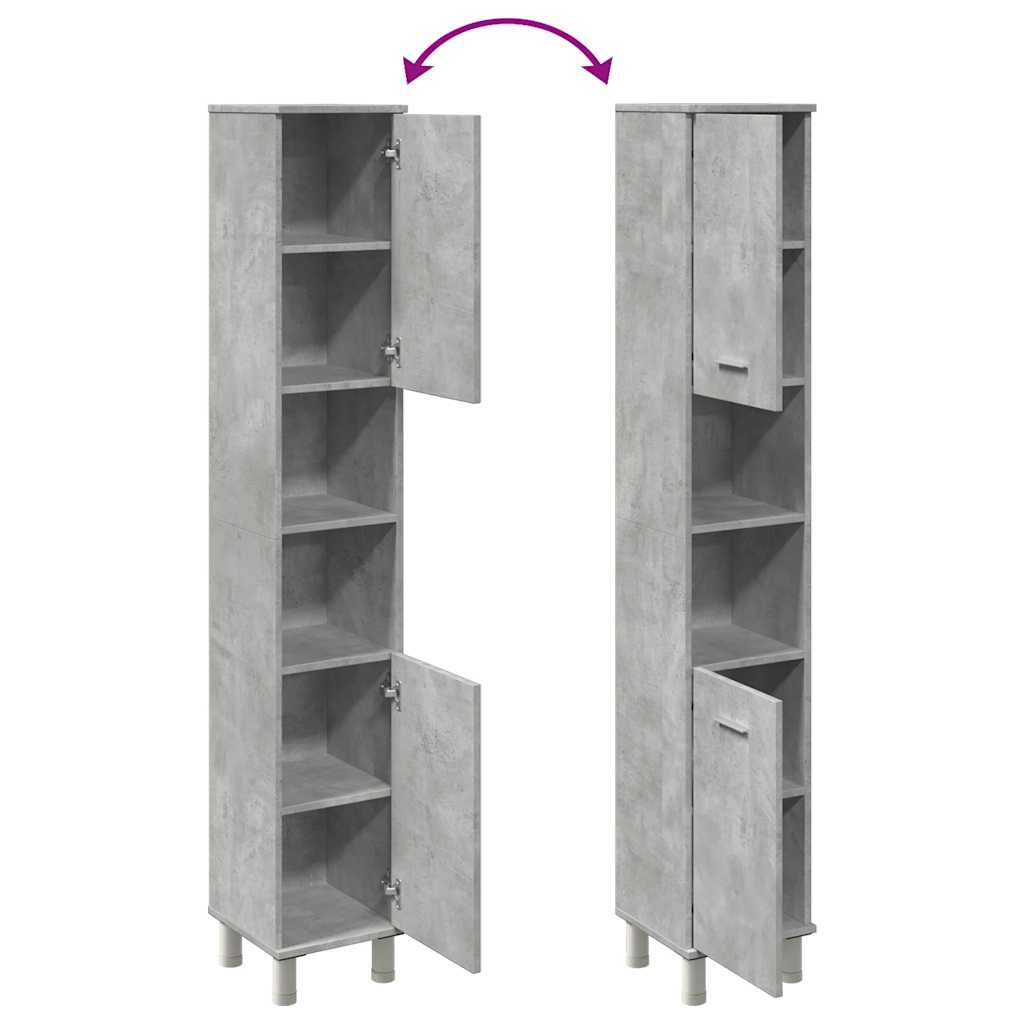 Badeværelsesskab Beton Grå 30x30x179 cm Træ Materiale