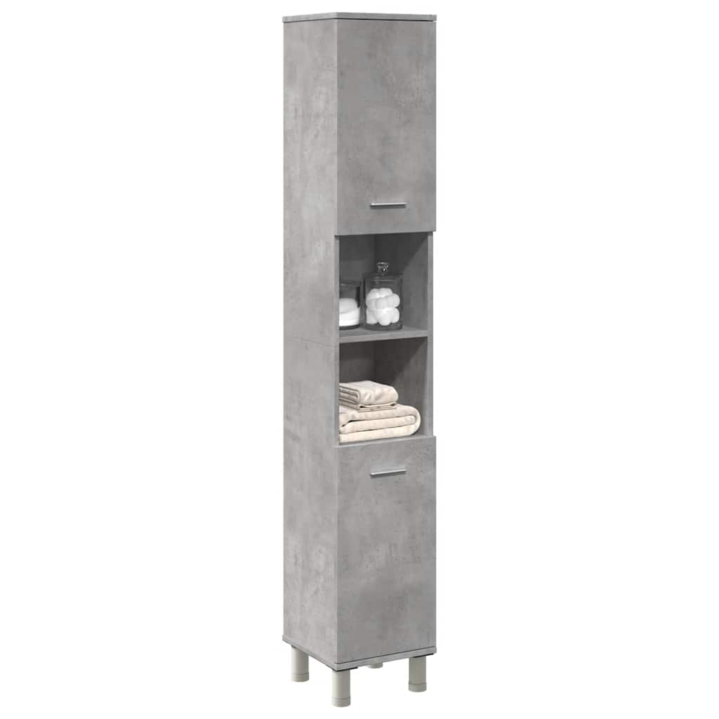 Badeværelsesskab Beton Grå 30x30x179 cm Træ Materiale