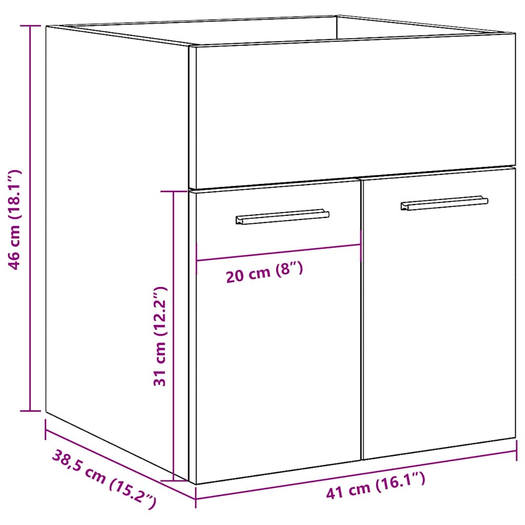 Håndvaskskab Artisan eg 41x38,5x46 træmateriale