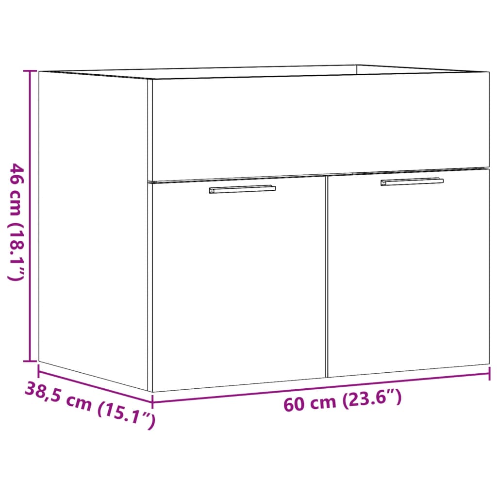 Håndvask underskab betongrå 60x38,5x46 cm træmateriale