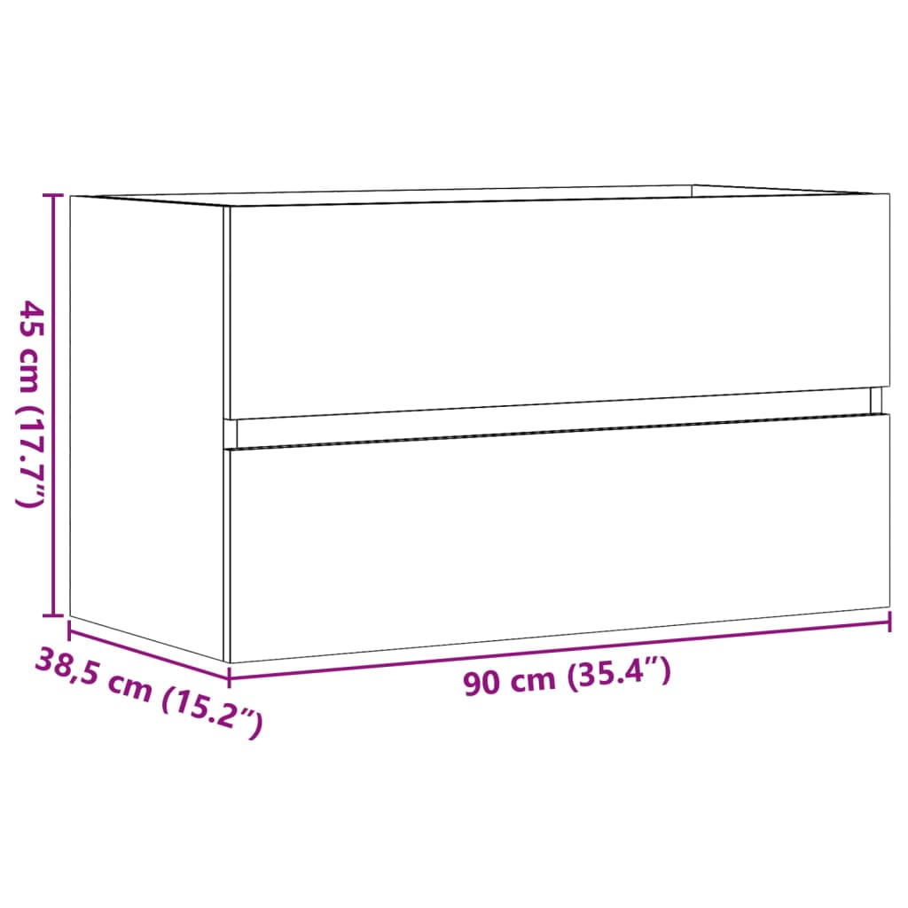 Håndvask underskab betongrå 90x38,5x45 cm træmateriale