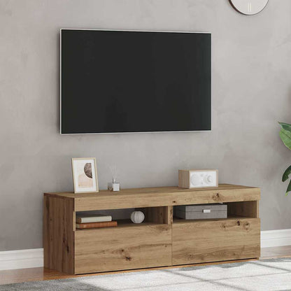 TV-skabe med LED-lys 2 stk Artisan egetræ materiale