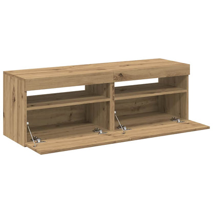 TV-skabe med LED-lys 2 stk Artisan egetræ materiale