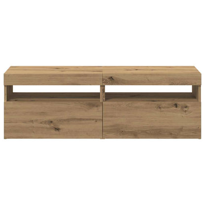 TV-skabe med LED-lys 2 stk Artisan egetræ materiale