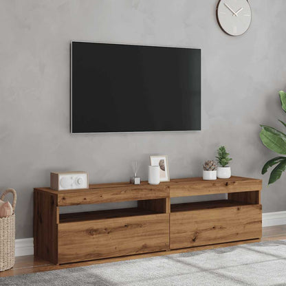 TV-skabe med LED-lys 2 stk Artisan egetræ materiale