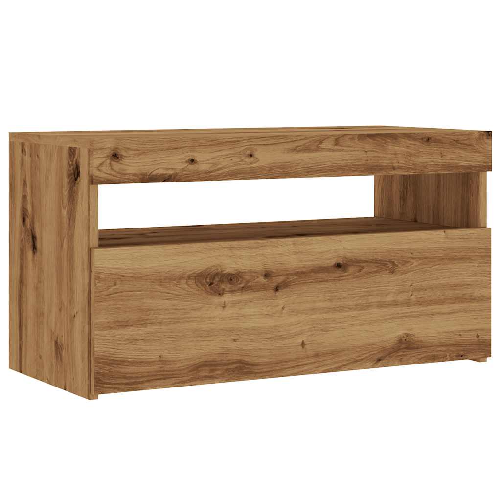 TV-skabe med LED-lys 2 stk Artisan egetræ materiale
