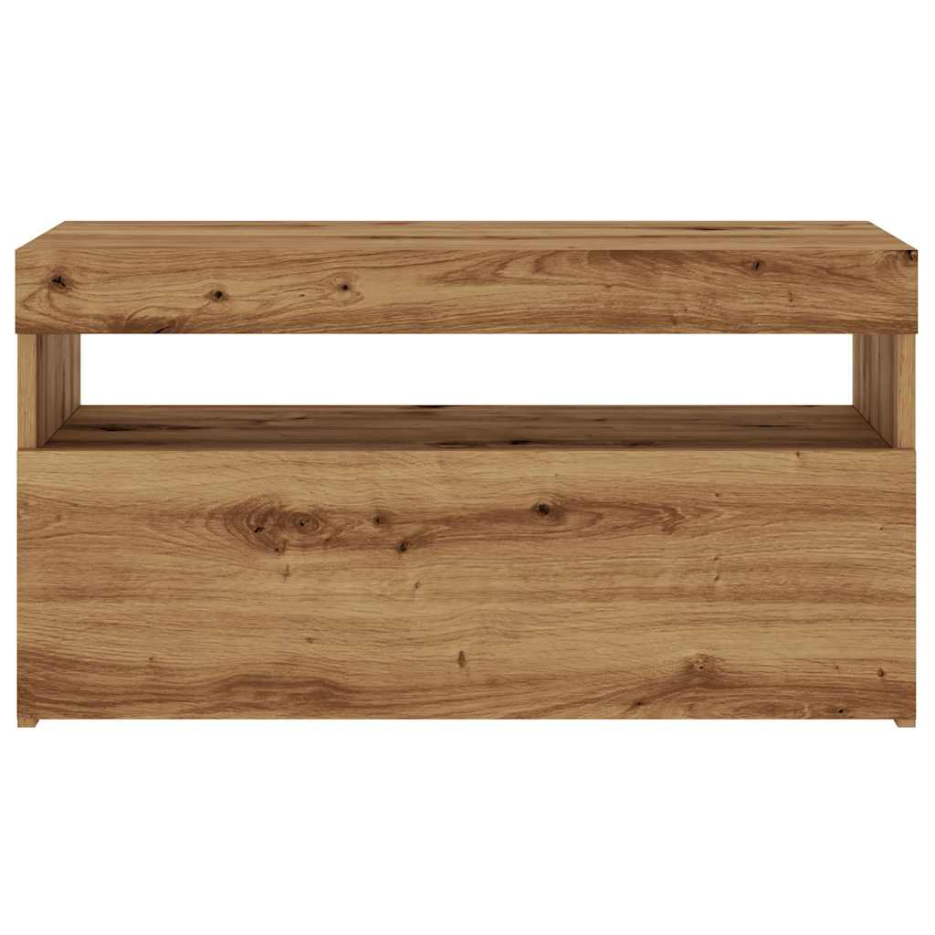 TV-skabe med LED-lys 2 stk Artisan egetræ materiale