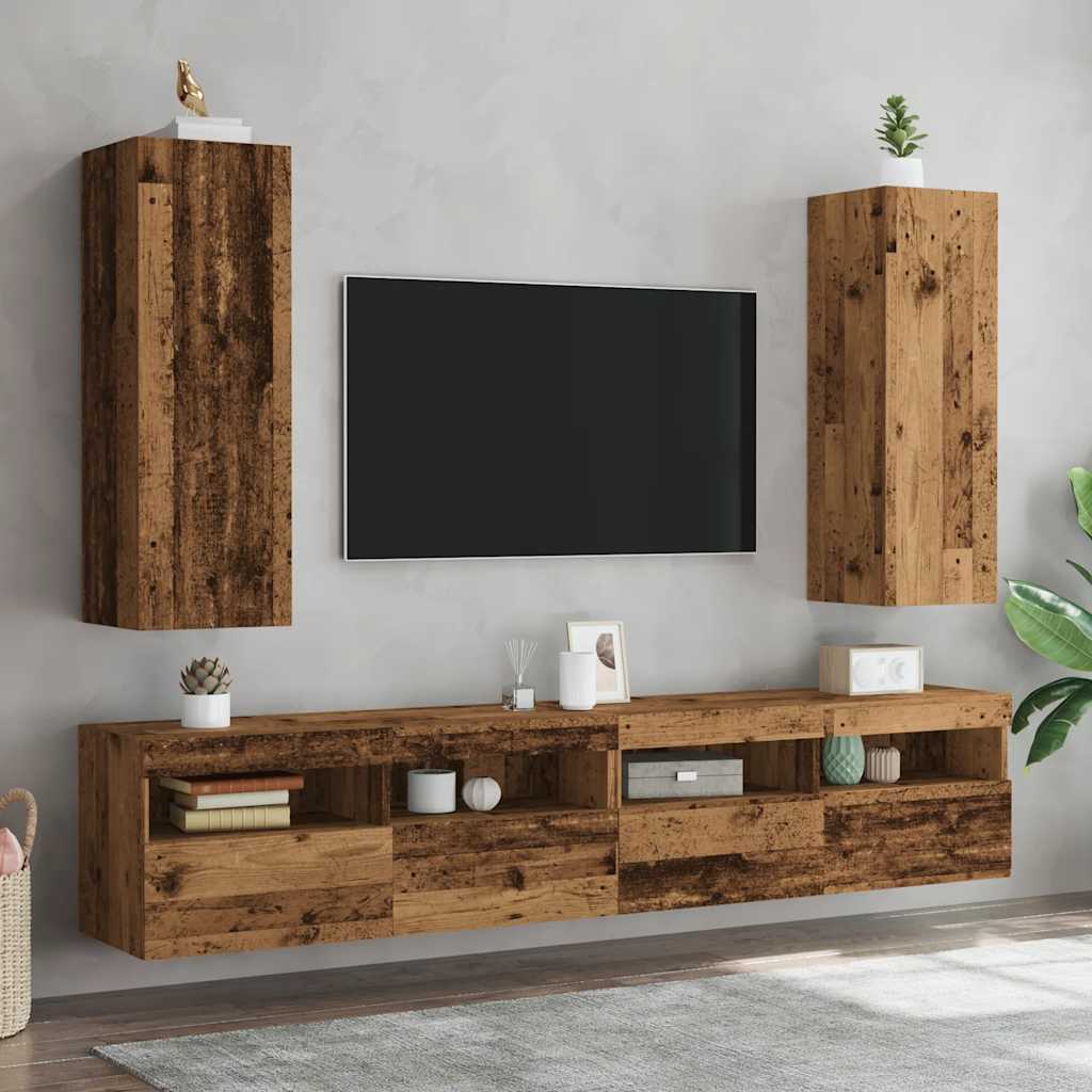 TV-Schränke 2 Stk. Altholz-Optik 30,5x30x90 cm Holzwerkstoff