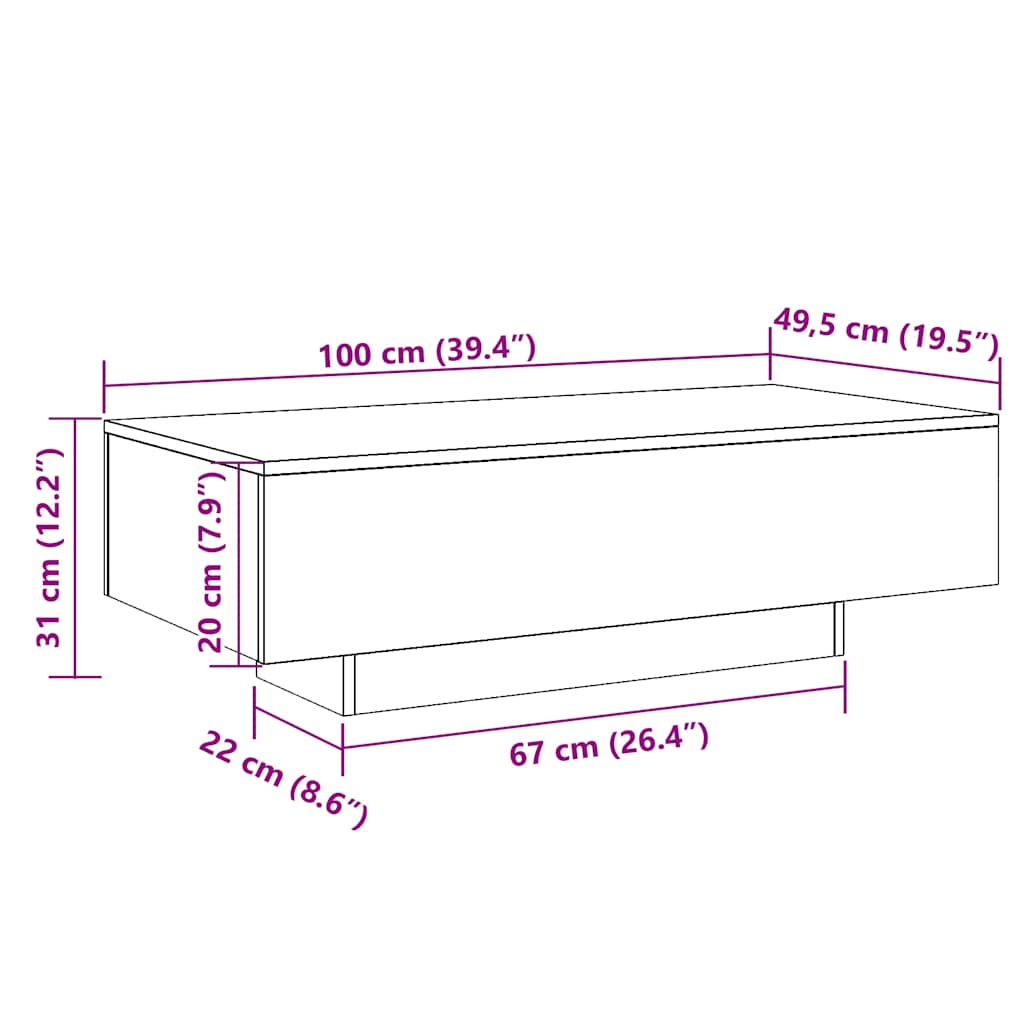 Couchtisch Artisan-Eiche 100x49,5x31 cm Holzwerkstoff