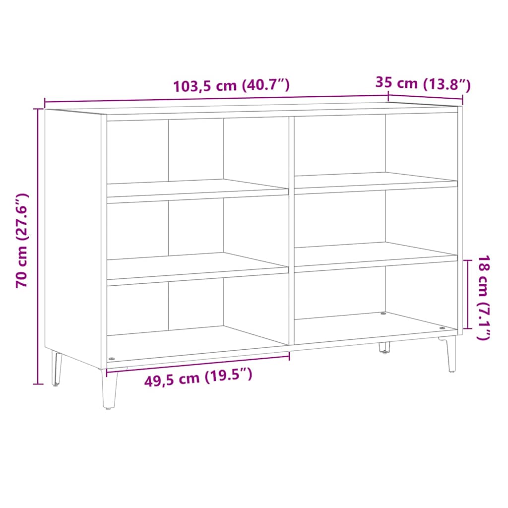 Skænk Artisan Eg 103,5x35x70 cm Træ Materiale