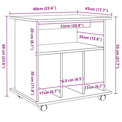 Rollcontainer Artisan-Eiche 60x45x60 cm Holzwerkstoff