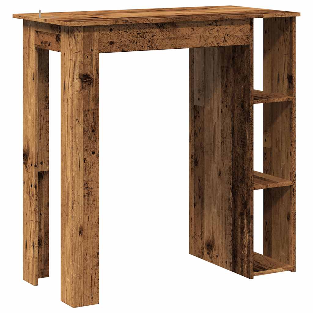 Barbord med hylde gammelt trælook 102x50x103,5 cm træmateriale