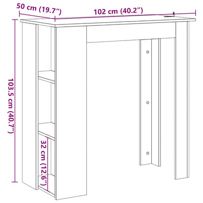 Barbord med hylde gammelt trælook 102x50x103,5 cm træmateriale