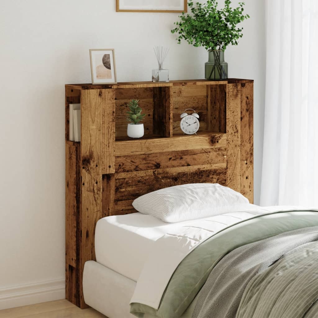 Kopfteil mit Ablagen Altholz-Optik 100x18,5x102,5cm Holzwerkstoff