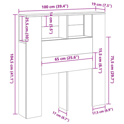 Kopfteil mit Ablagen Altholz-Optik 100x18,5x102,5cm Holzwerkstoff