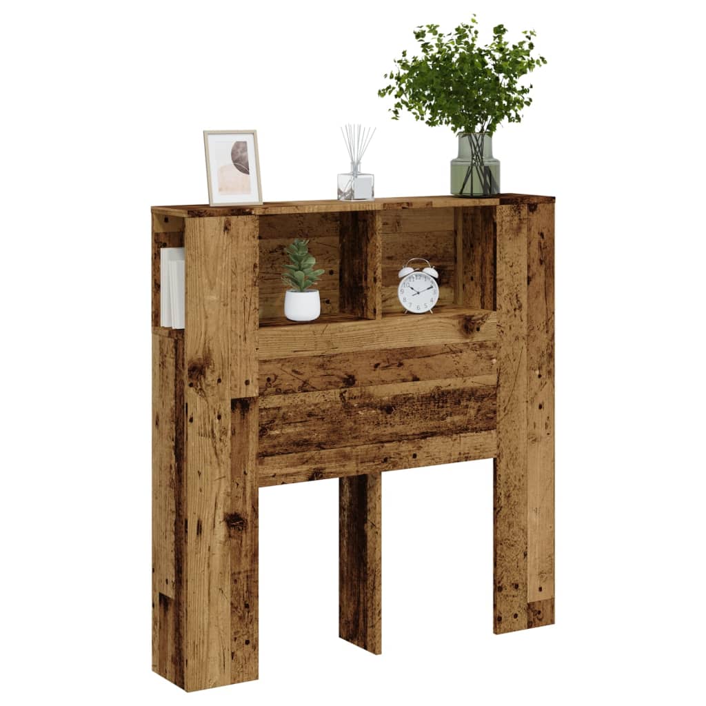 Kopfteil mit Ablagen Altholz-Optik 100x18,5x102,5cm Holzwerkstoff