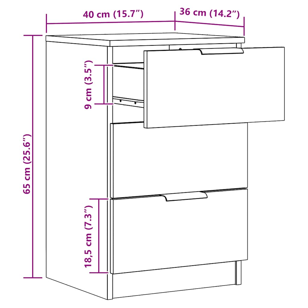 Nachttisch Artisan-Eiche 40x36x65 cm Holzwerkstoff