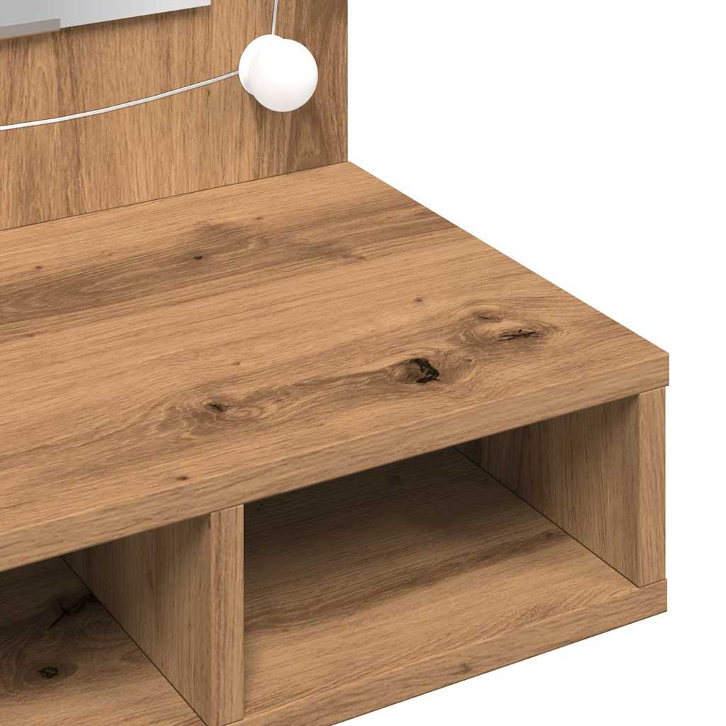 Spiegelschrank mit LED Artisan-Eiche 90 x 31,5 x 62 cm