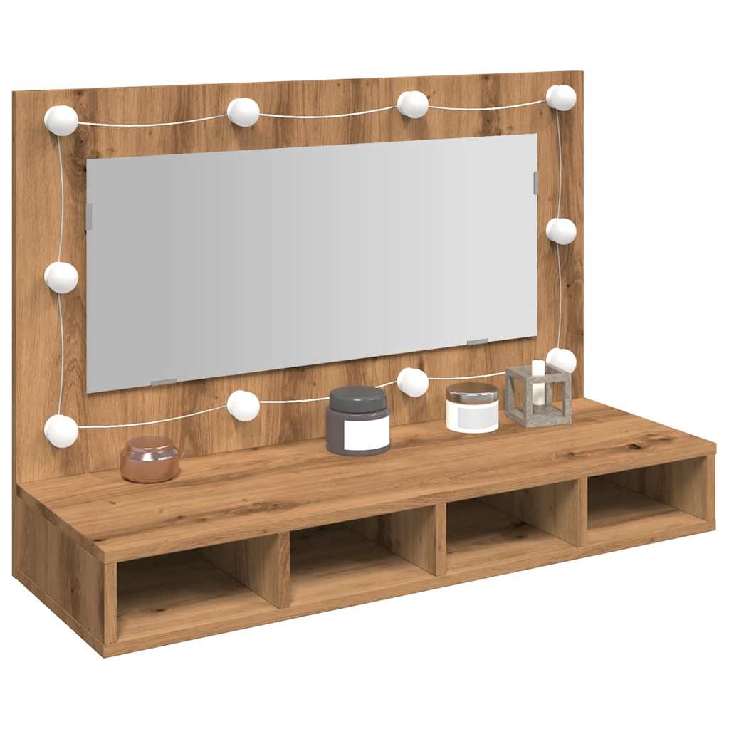 Spiegelschrank mit LED Artisan-Eiche 90 x 31,5 x 62 cm