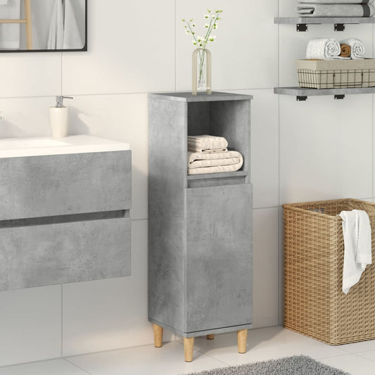 Badeværelsesskab Beton Grå 30x30x100 cm Træ Materiale
