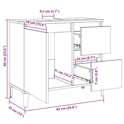 Waschbeckenunterschrank Altholz-Optik 65x33x60 cm Holzwerkstoff