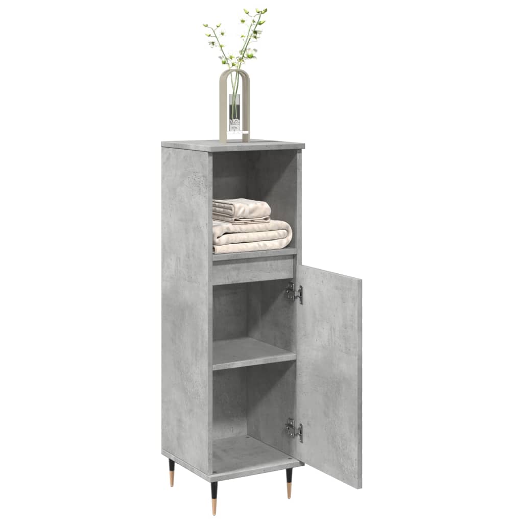 Badeværelsesskab Beton Grå 30x30x100 cm Træ Materiale