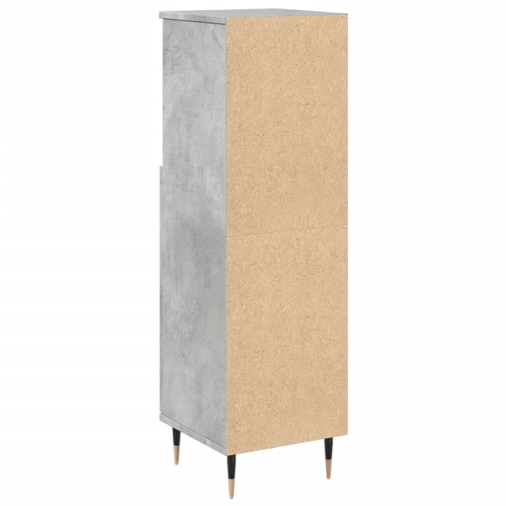Badeværelsesskab Beton Grå 30x30x100 cm Træ Materiale