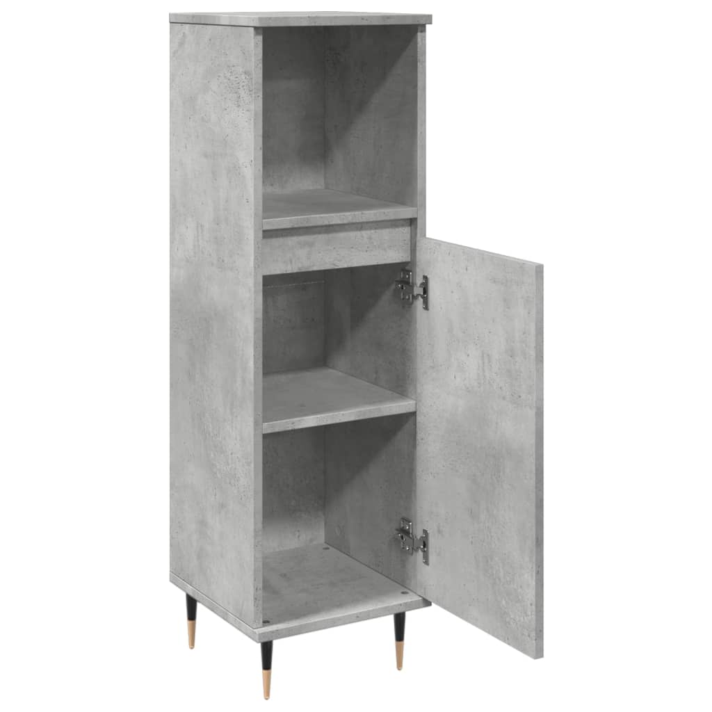 Badeværelsesskab Beton Grå 30x30x100 cm Træ Materiale