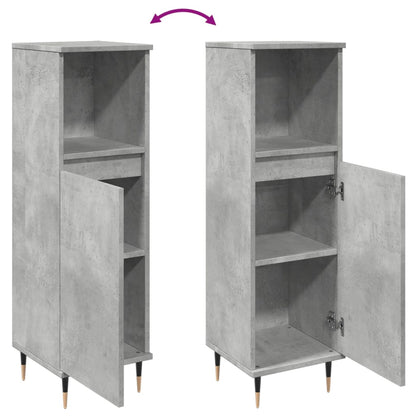 Badeværelsesskab Beton Grå 30x30x100 cm Træ Materiale