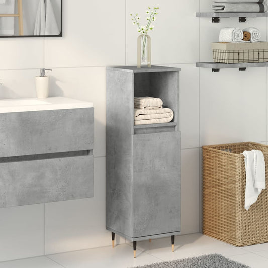 Badeværelsesskab Beton Grå 30x30x100 cm Træ Materiale