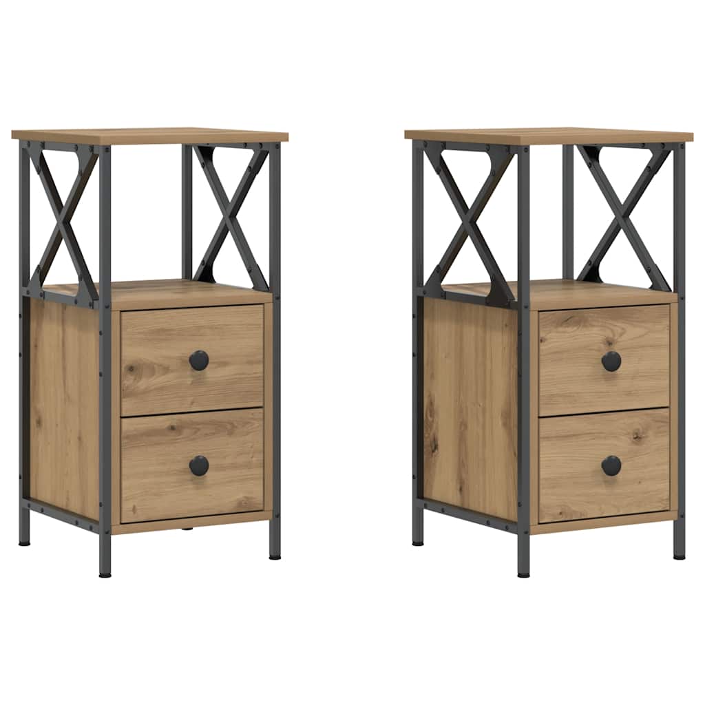 Nachttische 2 Stk. Artisan-Eiche 34x35,5x70 cm Holzwerkstoff