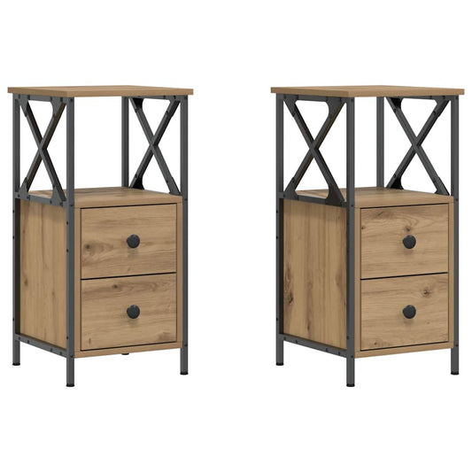 Nachttische 2 Stk. Artisan-Eiche 34x35,5x70 cm Holzwerkstoff