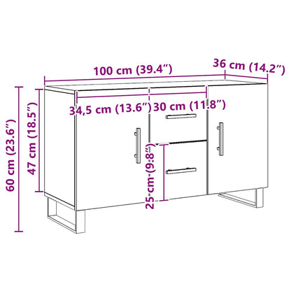 Sideboard Artisan-Eiche 100x36x60 cm Holzwerkstoff