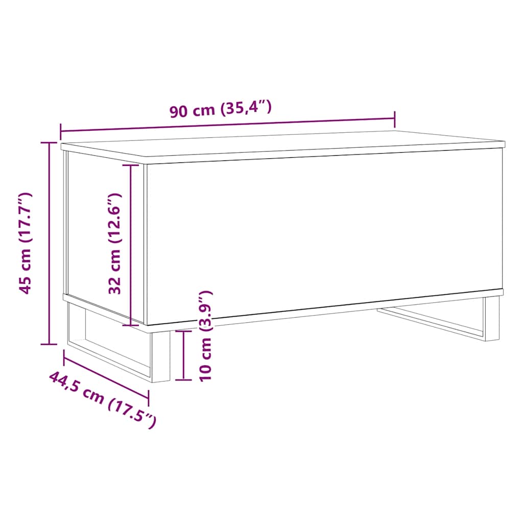 Couchtisch Artisan-Eiche 90x44,5x45 cm Holzwerkstoff