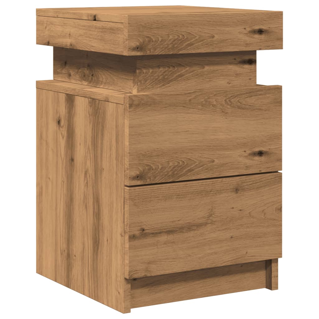 LED-Nachttische 2 Stk. Artisan-Eiche 35x39x55 cm Holzwerkstoff