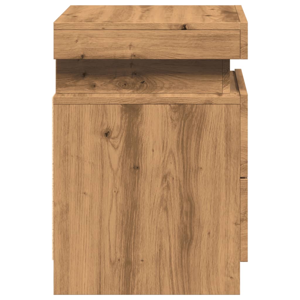LED-Nachttische 2 Stk. Artisan-Eiche 35x39x55 cm Holzwerkstoff