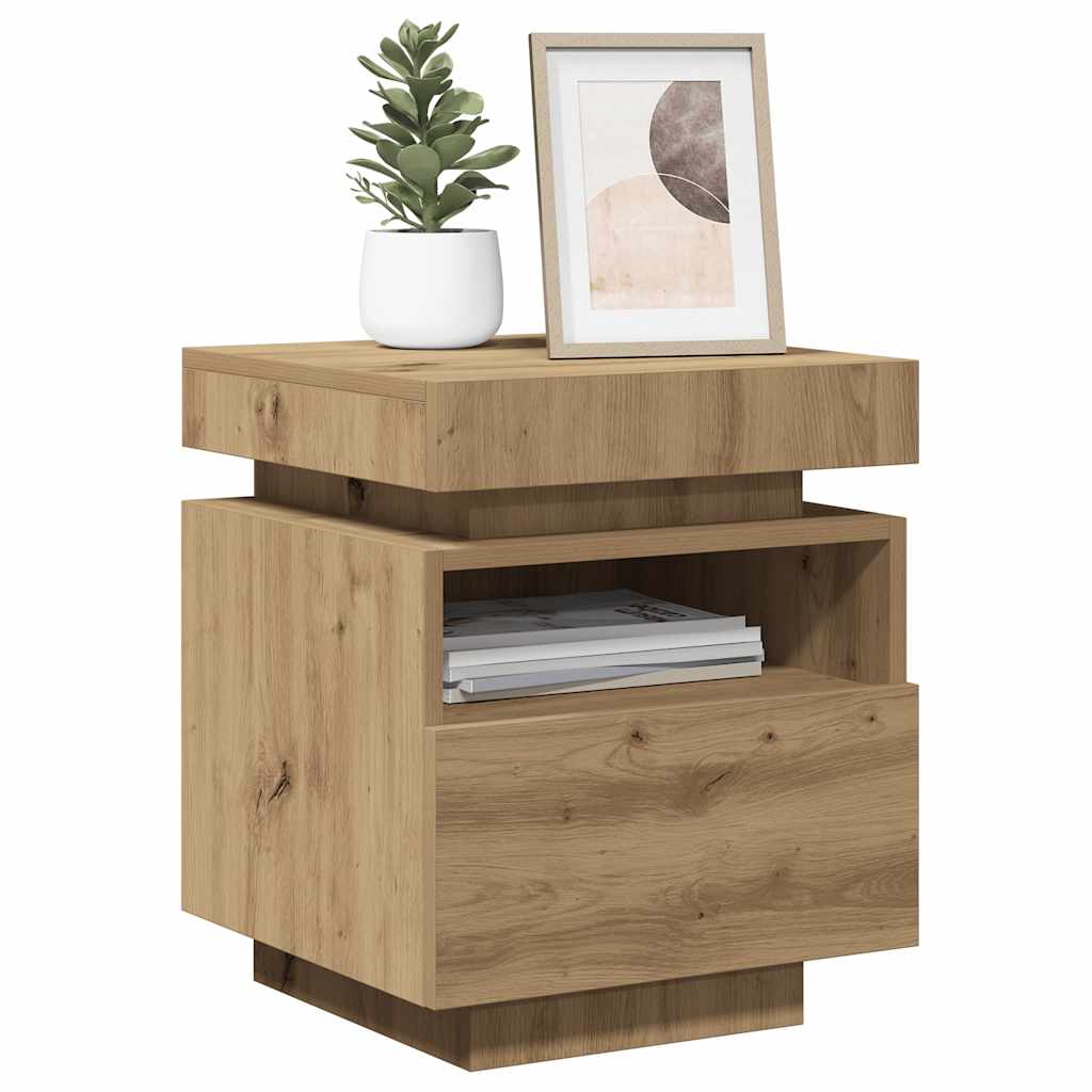 Nachttische mit LED-Leuchten 2 Stk. Artisan-Eiche 40x39x48,5 cm