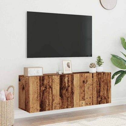 TV overskabe 2 stk Gammelt træ look 60x30x41 cm