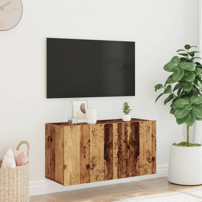 TV vægskab gammelt træ look 80x30x41 cm