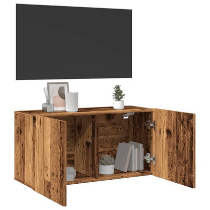 TV vægskab gammelt træ look 80x30x41 cm