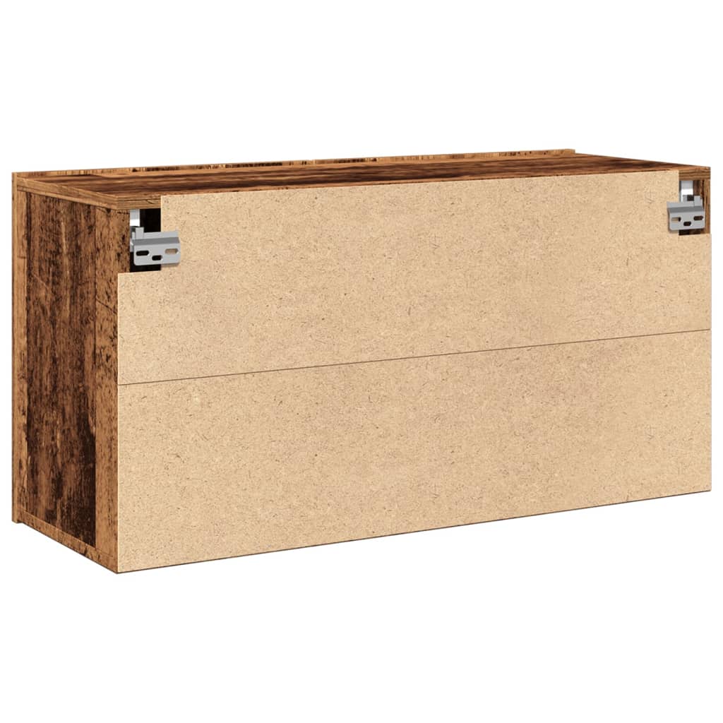 TV vægskab gammelt træ look 80x30x41 cm