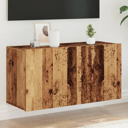 TV vægskab gammelt træ look 80x30x41 cm