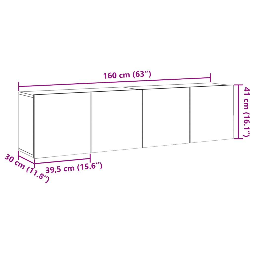 TV overskabe 2 stk. Håndværks eg 80x30x41 cm