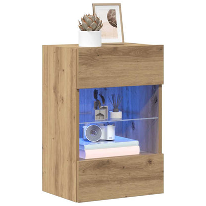 Wandschränke mit LED-Leuchten für TV 2 Stk. Artisan-Eiche